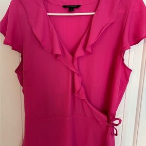 Banana Republic Ruffle Wrap Blouse in Hot Pink